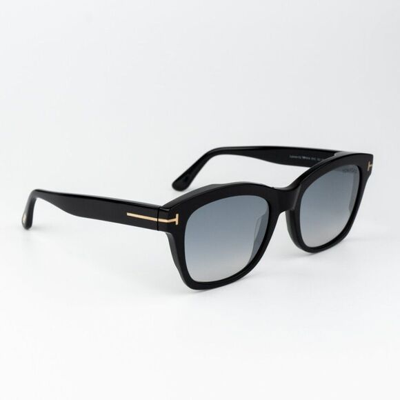 Tom Ford Women Sunglasses Black Gradient Smoke Silver Square LAUREN FT0614/S 01C - Picture 4 of 9